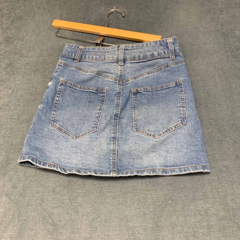 Harper Heritage Mini Skirt Womens Small Blue Denim Button Front Medium Wash